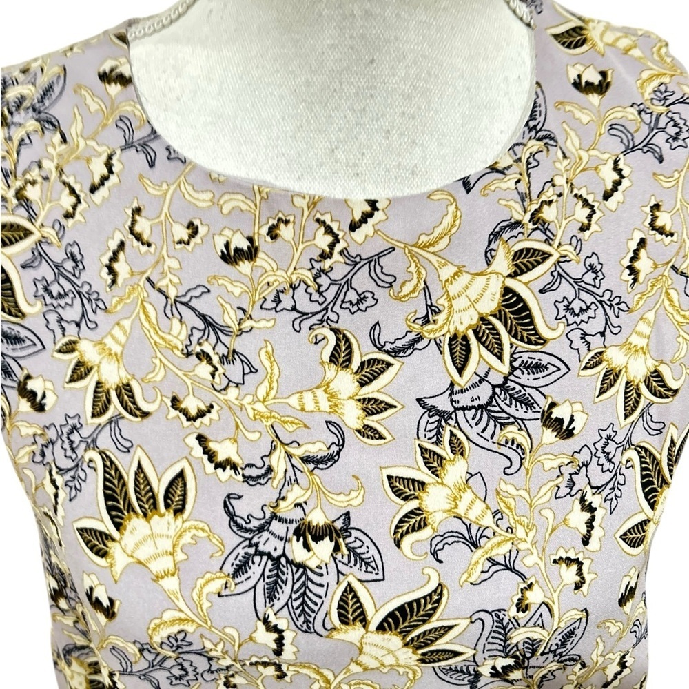 Rose & Olive Floral Sleeveless Blouse - Purple & cream sheer back zip size small - Picture 6 of 10